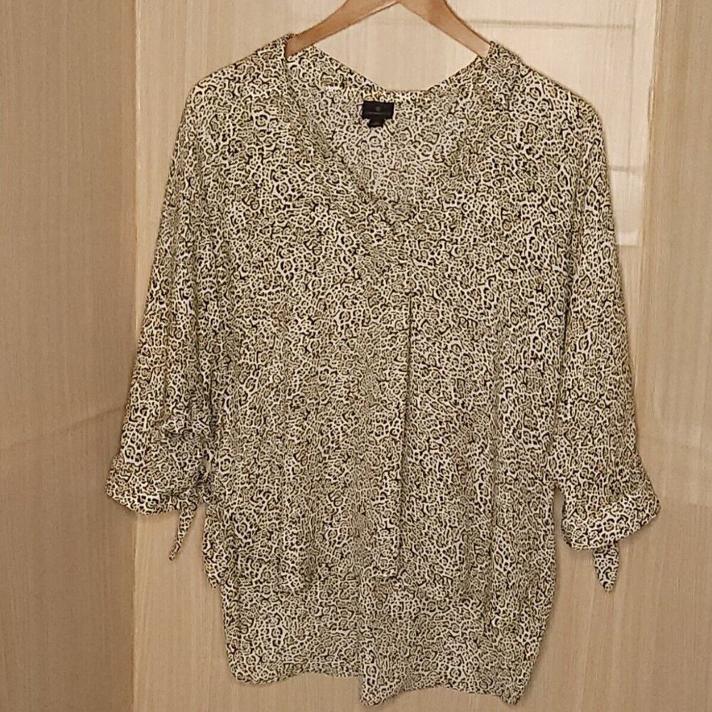 Worthington Silky Animal Print High Low Blouse XL